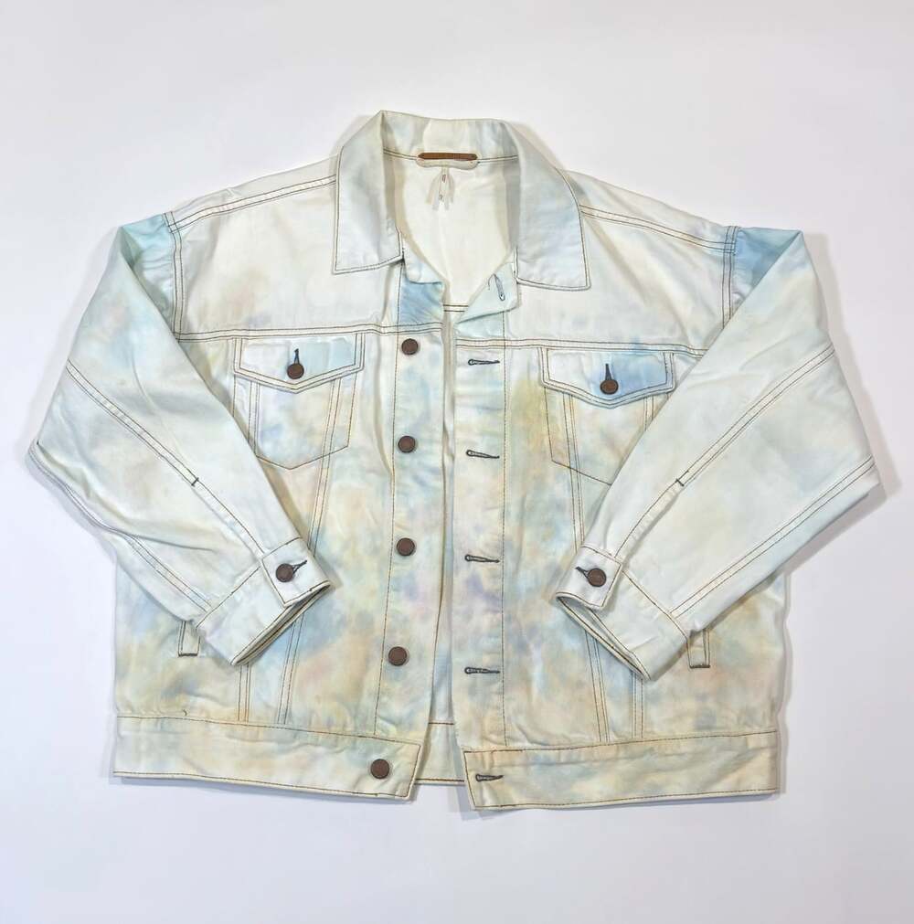 Free People Denim Trucker Jean Jacket Tie Dye Liberty Wash Oversized - XS - Picture 2 of 7
